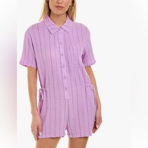 Monrow NWT Pinstripe Gauze Lavender Women's Romper size S
